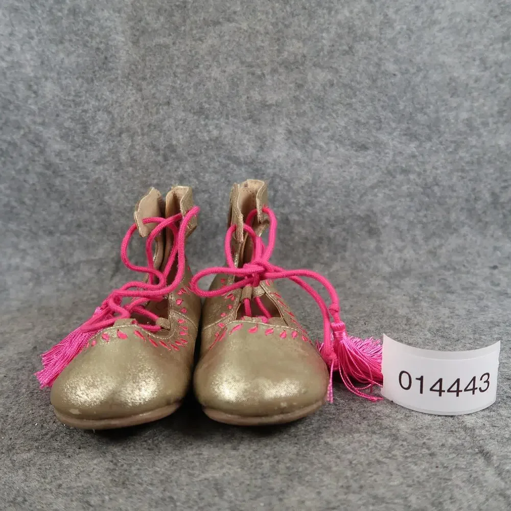 Oshkosh B'Gosh Shoes Toddler Baby 7 Ballet Flats Zip Tie Tassel Metallic Pink